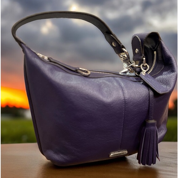 Coach Handbags - COACH Leather Hobo AVERY Silver Indigo (Purple) Silver Hardware NWT
